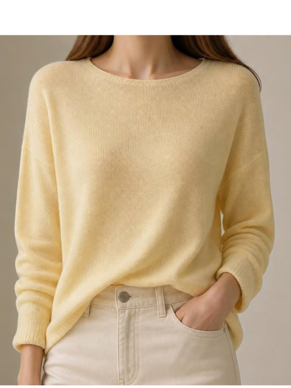NWOT New Pale Yellow Ultra fine Knit Sweater XL